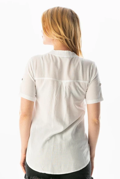 Kısa Kol Şile Bezi Akasya Yazlık Bluz Beyaz Byz L Beyaz - Resim 2