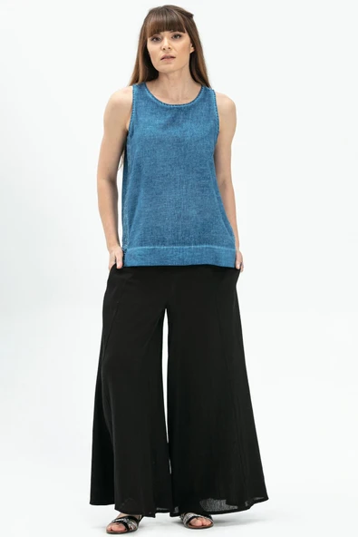 Kolsuz Poplin Zeyno Yazlık Bluz İndigo indg 3XL İndigo ürün görseli