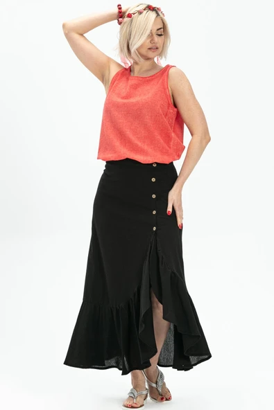 Kolsuz Poplin Zeyno Yazlık Bluz Mercan Mrcn S Mercan - Resim 5