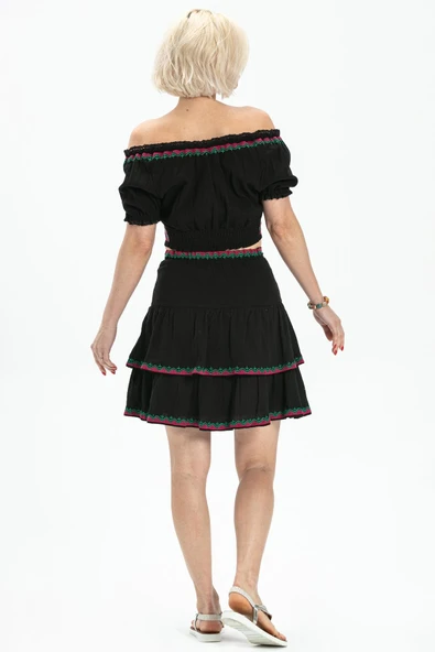 Kısa Kol Şile Bezi Latin Yazlık Büstiyer Siyah Syh S Siyah - 2