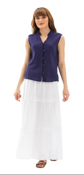 Kolsuz Şile Bezi Arzu Yazlık Bluz Mor Mor 3XL Mor - Resim 5