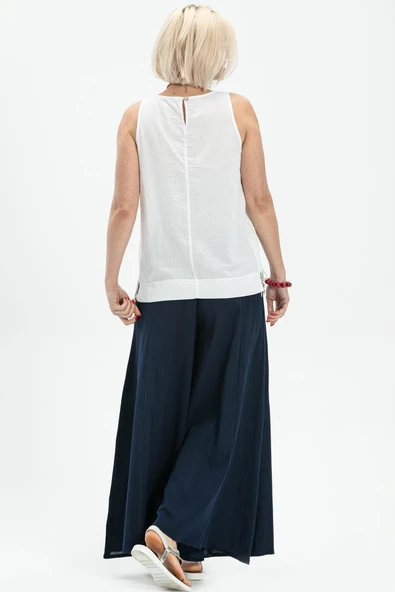 Kolsuz Poplin Zeyno Yazlık Bluz Beyaz Byz 3XL Beyaz - Resim 2