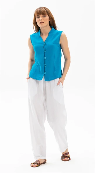 Kolsuz Şile Bezi Arzu Yazlık Bluz Turkuaz Trkz S Turkuaz ürün görseli