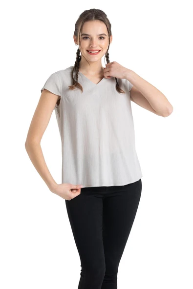 Kısa Kol Şile Bezi Ecem Yazlık Bluz Taş Tas S Taş - Resim 7