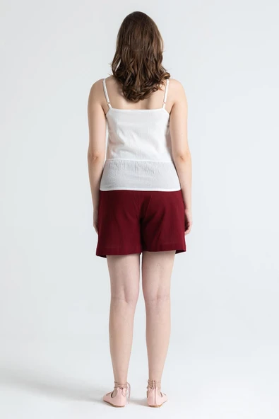 Askılı Şile Bezi Bihter Nakışlı Yazlık Bluz Krem Krm - Resim 2