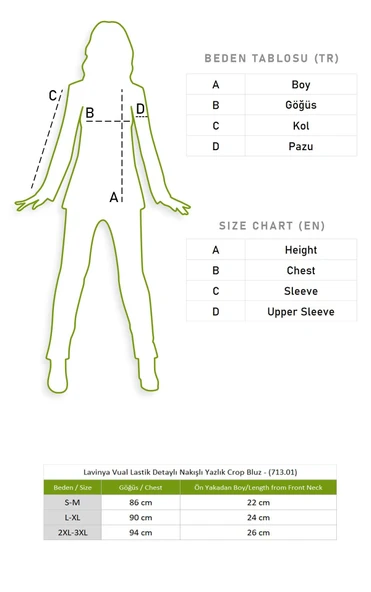 Lavinya Vual Lastik Detaylı Nakışlı Yazlık Crop Bluz Fıstık Yeşili fysl L/XL Fıstık Yeşili - Resim 7