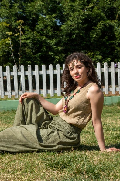 Kolsuz Poplin Zeyno Yazlık Bluz Toprak Tprk 3XL Toprak - Resim 2