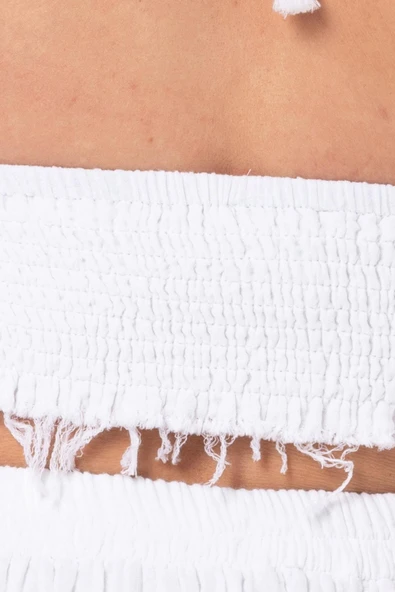 Göcek Bağlama Detaylı Yazlık Müslin Büstiyer Beyaz Byz M Beyaz - 3