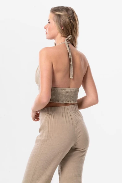 Göcek Bağlama Detaylı Yazlık Müslin Büstiyer Vizon Vzn S Vizon - Resim 2