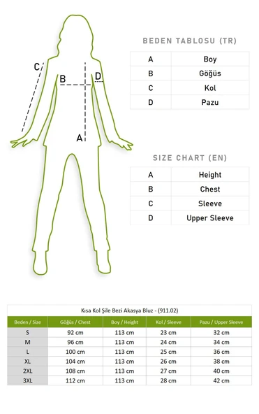Kısa Kol Şile Bezi Akasya Yazlık Bluz Siyah Syh XL Siyah - Resim 7