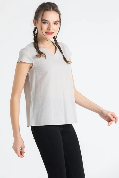 Kısa Kol Şile Bezi Ecem Yazlık Bluz Taş Tas S Taş - Resim 5