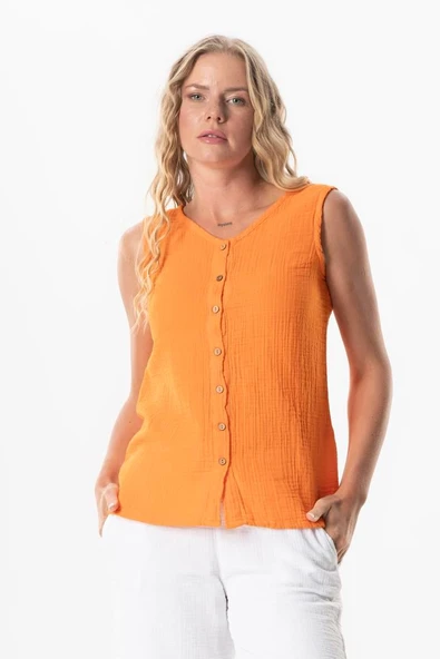 Kolsuz Melis Yazlık Müslin Bluz Turuncu Trnc 2XL Turuncu ürün görseli