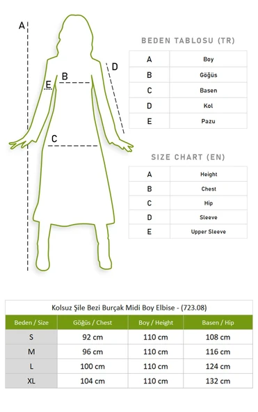 Kolsuz Şile Bezi Burçak Midi Boy Yazlık Elbise Krem Krm XL Krem - Resim 6