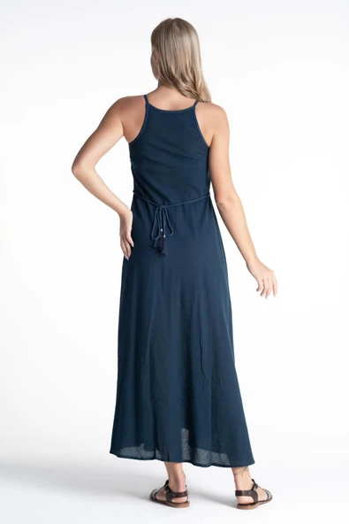 Askılı Şile Bezi Sima Uzun Yazlık Elbise Petrol Ptrl S Petrol - Resim 2