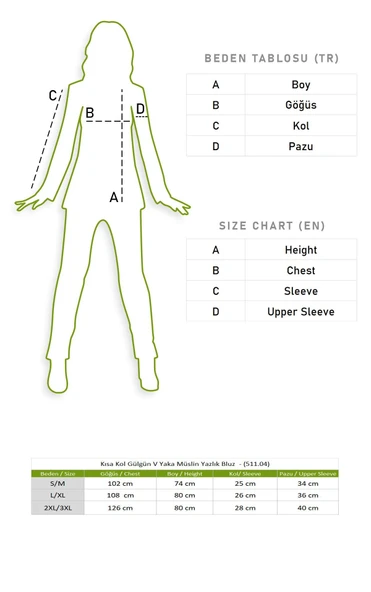 Kısa Kol Gülgün V Yaka Müslin Yazlık Bluz Beyaz Byz 2XL-3XL Beyaz - Resim 7