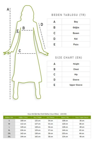 Uzun Kol Şile Bezi Simli Kaftan Midi Boy Yazlık Elbise Beyaz Byz 2XL Beyaz - Resim 5