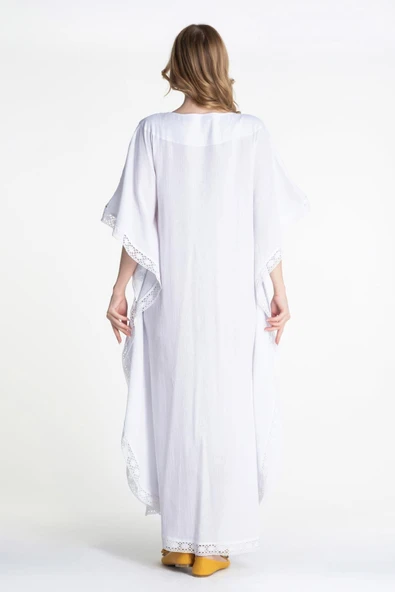 Kısa Kol Şile Bezi Gülseren Uzun Yazlık Otantik Elbise Beyaz Byz L/XL Beyaz - Resim 2