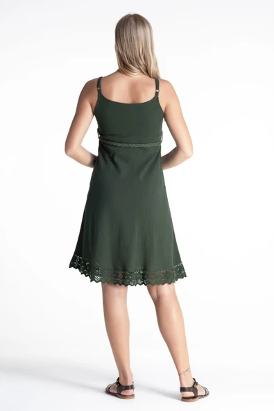 Askılı Şile Bezi Eda Kısa Yazlık Elbise Yeşil Ysl XS Yeşil - Resim 2