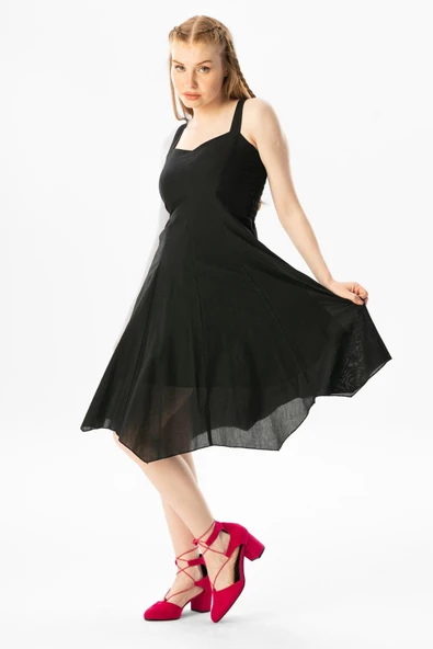 Kolsuz Vual Emel Kısa Yazlık Elbise Siyah Syh M Siyah - Resim 4