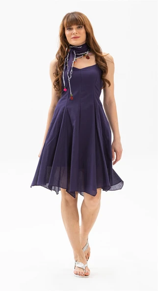 Kolsuz Vual Emel Kısa Yazlık Elbise Mor Mor ürün görseli