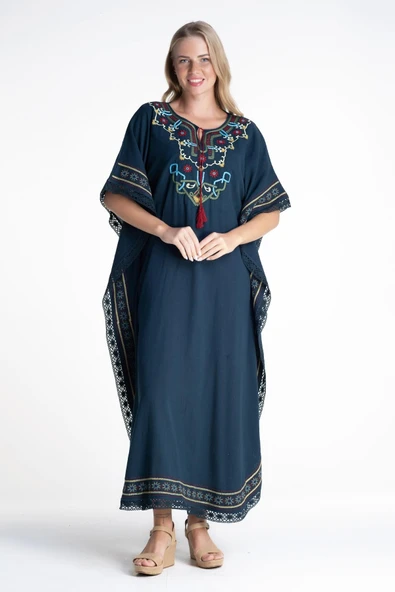 Kısa Kol Şile Bezi Gülseren Uzun Yazlık Otantik Elbise Petrol Ptrl ürün görseli