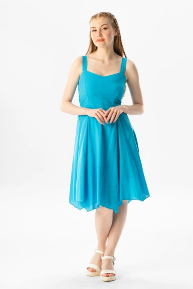 Kolsuz Vual Emel Kısa Yazlık Elbise Turkuaz Trkz XL Turkuaz ürün görseli