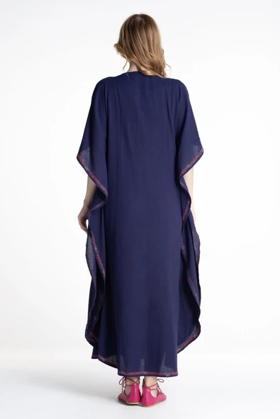 Kısa Kol Şile Bezi Tibet Uzun Yazlık Otantik Elbise Mor Mor M Mor - Resim 2