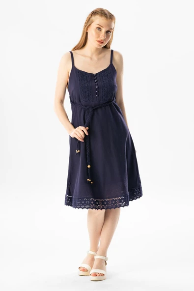 Askılı Şile Bezi Eda Kısa Yazlık Elbise Mor Mor L Mor ürün görseli