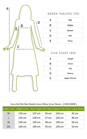 Uzun Kol Şile Bezi Baskılı Uzun Yazlık Elbise Çınar Desen Mor Mor 2XL Mor - Resim 5