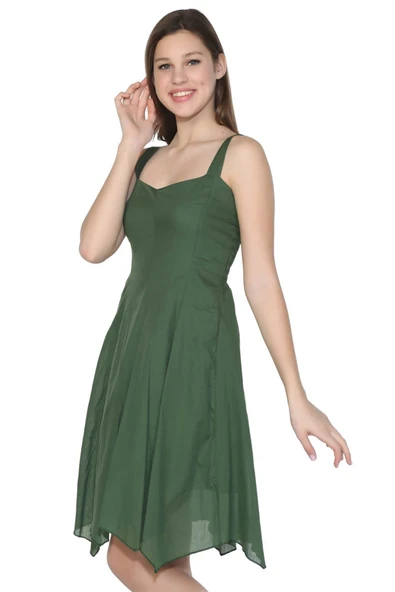 Kolsuz Vual Emel Kısa Yazlık Elbise Yeşil Ysl ürün görseli