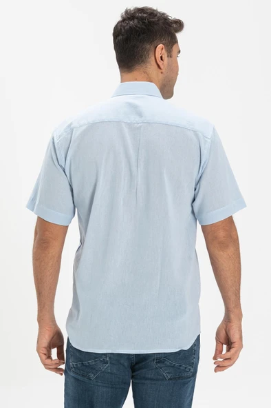 Kısa Kol Şile Bezi Tek Cepli Erkek Yazlık Gömlek Buz Mavi 3027 2XL Buz Mavi - 2