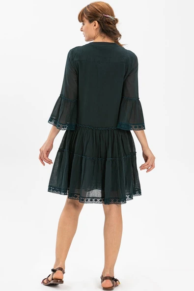 Şeyma Vual Kısa Yazlık Elbise Petrol Ptrl XL Petrol - Resim 2