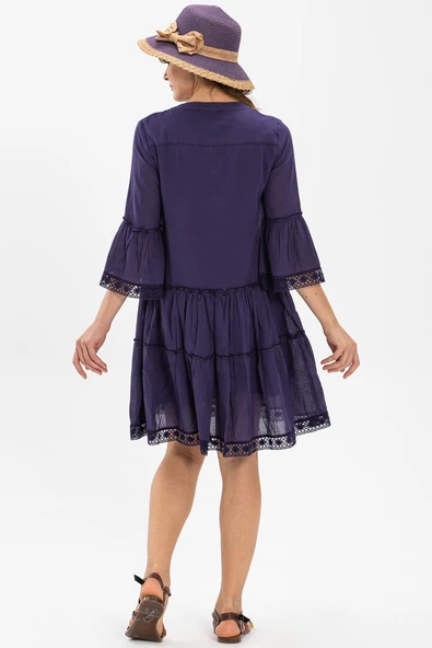 Şeyma Vual Kısa Yazlık Elbise Mor Mor - Resim 2