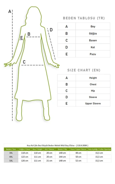 Kısa Kol Şile Bezi Büyük Beden Melek Midi Boy Yazlık Elbise Beyaz Byz 4XL Beyaz - Resim 4