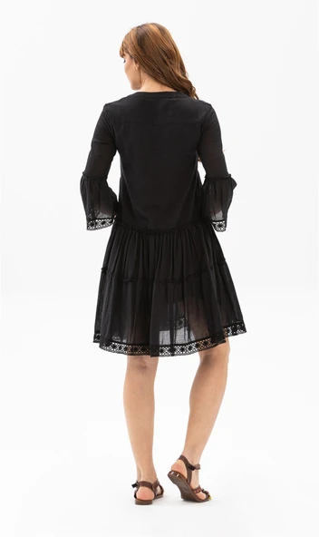 Şeyma Vual Kısa Yazlık Elbise Siyah Syh - Resim 2