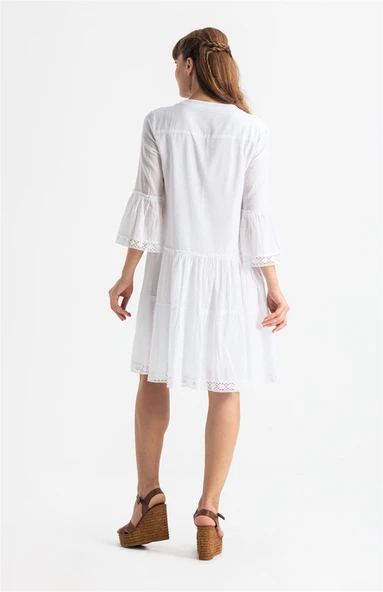 Şeyma Vual Kısa Yazlık Elbise Beyaz Byz M Beyaz - Resim 2