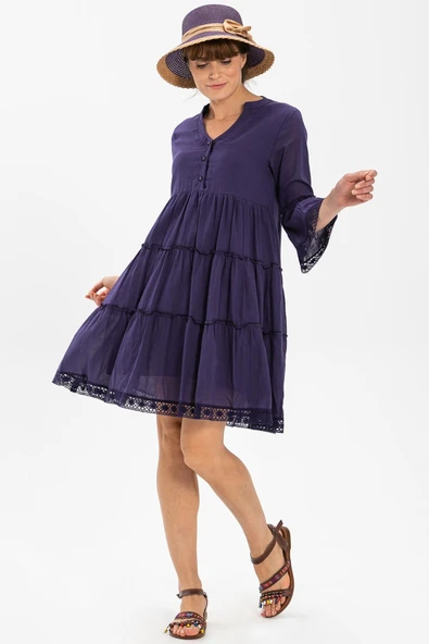 Şeyma Vual Kısa Yazlık Elbise Mor Mor ürün görseli