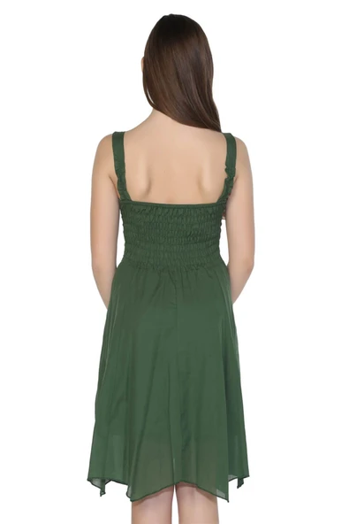 Kolsuz Vual Emel Kısa Yazlık Elbise Yeşil Ysl - Resim 2