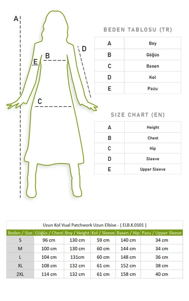 Uzun Kol Vual Patchwork Uzun Yazlık Otantik Elbise Kırmızı Krmz M Kırmızı - Resim 6