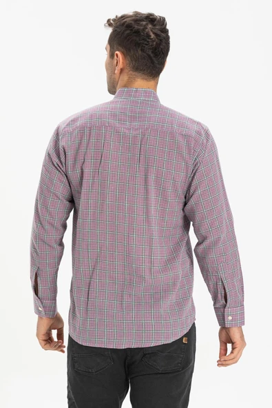 Uzun Kol Şile Bezi Hakim Yaka Tek Cepli Erkek Yazlık Gömlek Pembe Ekose pmbkse L Pembe Ekose - Resim 2