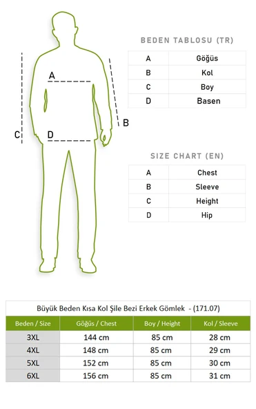 Büyük Beden Kısa Kol Şile Bezi Tek Cepli Erkek Yazlık Gömlek Mavi 3032 4XL Mavi - Resim 4