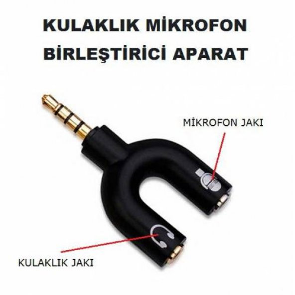 Aux to 2 Aux 3.5mm M/2F Adaptör (Kulaklık/Mikrofon) KULAKLIK VE MİKROFON BİRLEŞTİRİCİ - 2
