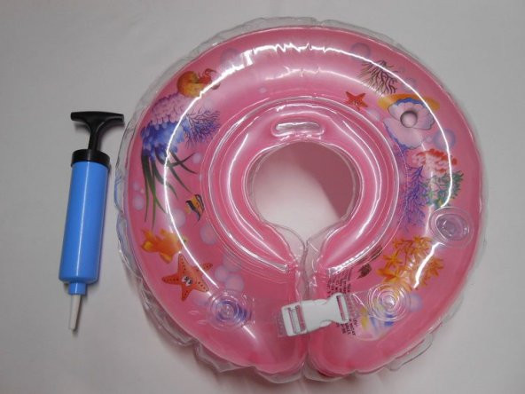 Bebek Yüzme Boyun Simidi.Pembe.Hava şişirme Aleti Hediye - 4
