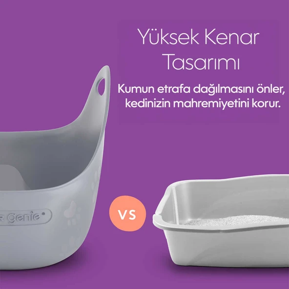 Yüksek Duvarlı Kolay Temizlenen Kedi Kum Kabı, Yumuşak, Esnek ve Taşınabilir Premium Kedi Tuvalet - 2