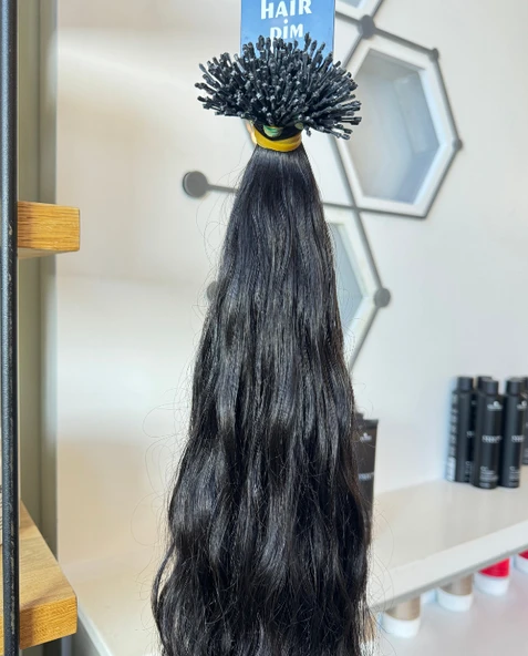 HairPim Wavy (0.8 Gr) Doğal Kestane 50 Adet 70 Cm Yeni Nesil Kaynak Saç - 3