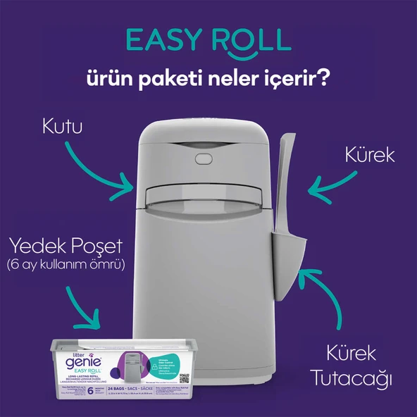 Yeni Nesil Ultra Koku Önleyici Kedi Kumu Çöp Kovası, Hediye Yedek Poşet - 2