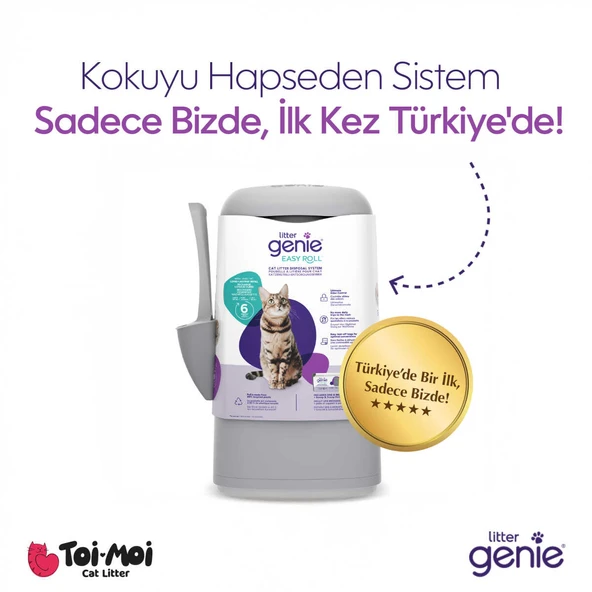 Yeni Nesil Ultra Koku Önleyici Kedi Kumu Çöp Kovası, Hediye Yedek Poşet - 1