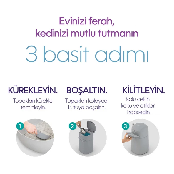 Yeni Nesil Ultra Koku Önleyici Kedi Kumu Çöp Kovası, Hediye Yedek Poşet - 3