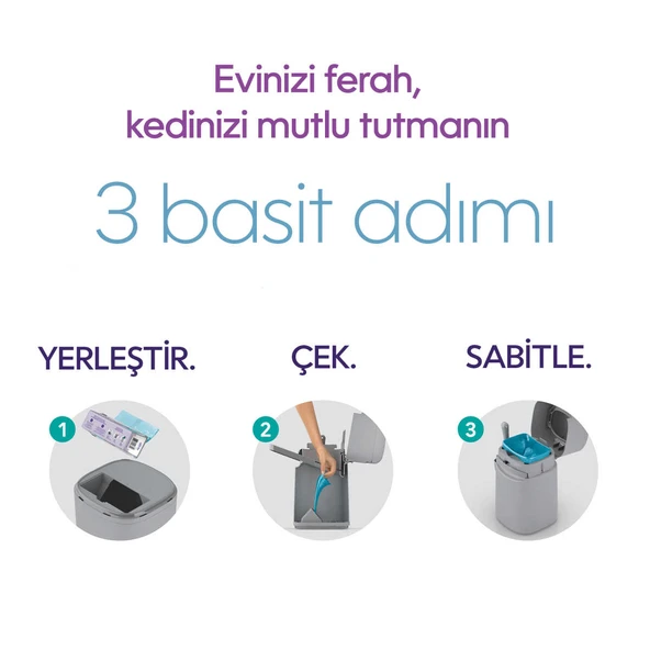 Easy Roll Kedi Kumu Çöp Kovası 6 aylık kullanım Yedek Poşeti – 1 Paket, 24’lü Rulo Maksimum Koku Kontrolü - 4