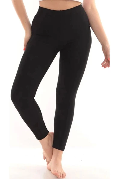 Kadın Siyah Termal Tayt İçi Şardonlu - 5